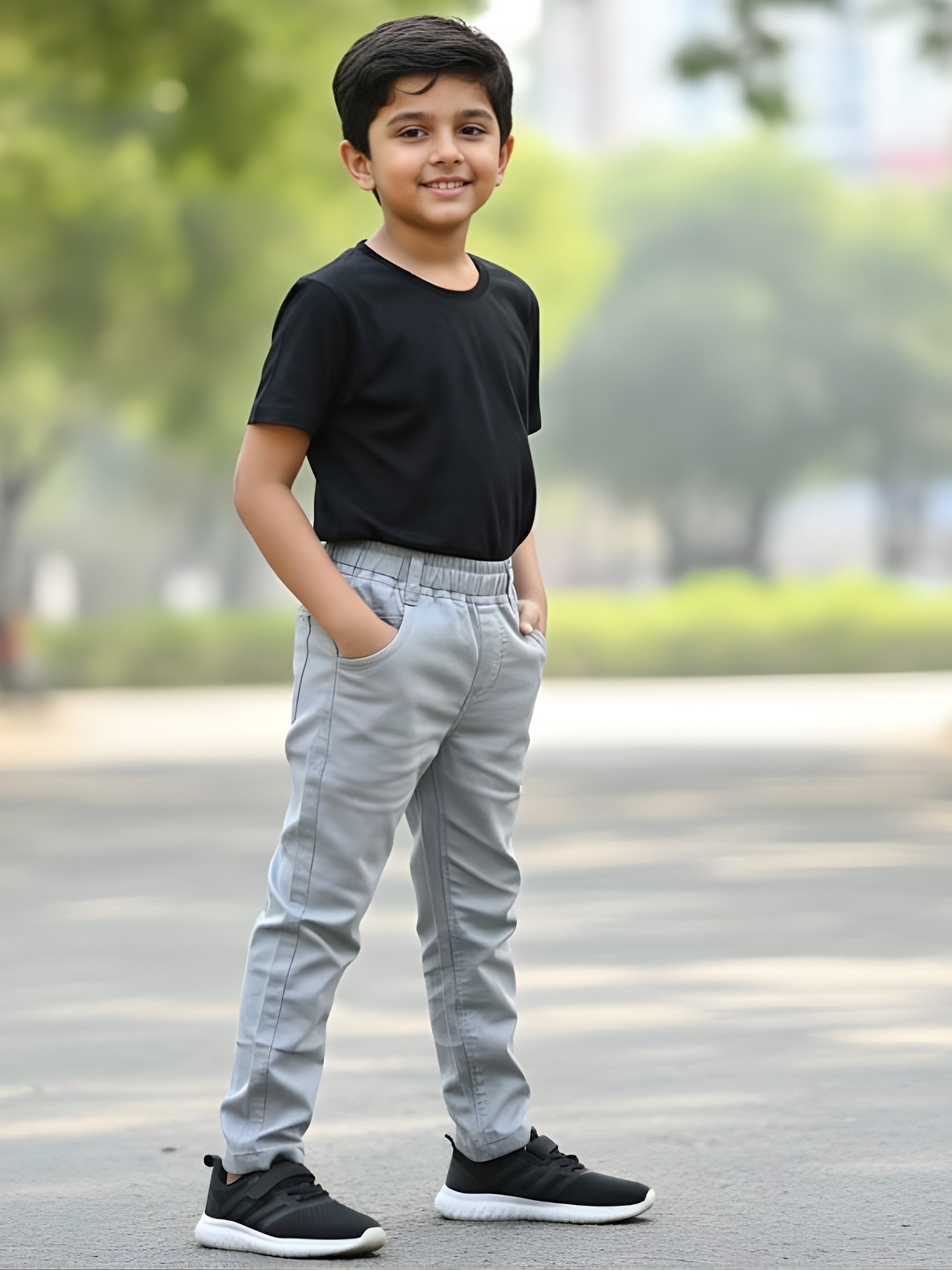 Boys Premium Grey Slim Fit Stretchable Jeans Casual Pants