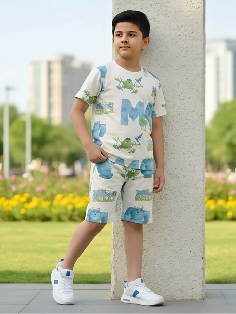 Boys Cream Monsters & Friends Graphic Coordinate Set