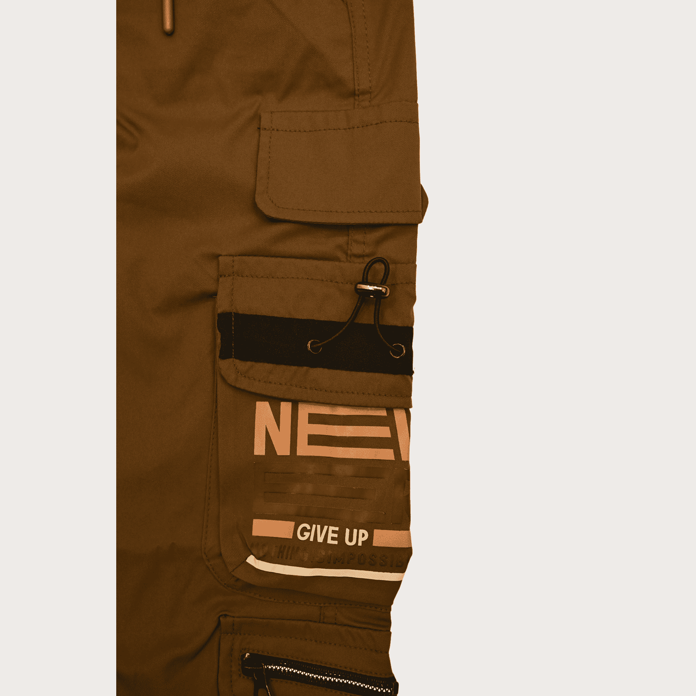 Boys Casual Plain Cotton Joggers With Rib - Coffee