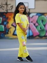 Girls Yellow Butterfly & Star Graphic Co-ord Set