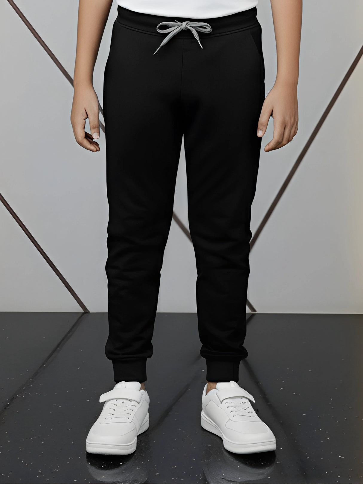 Boys' Premium Cotton Blend Black Joggers