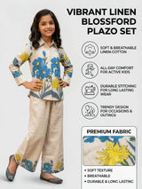 Girls Blue Floral Printed Kurta and Palazzo Set