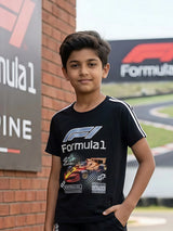 Boys Black Formula 1 Racing Graphic Coordinate Set
