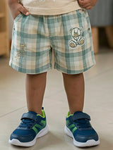 Boys Green Bear Graphic Tee & Plaid Shorts Coord Set