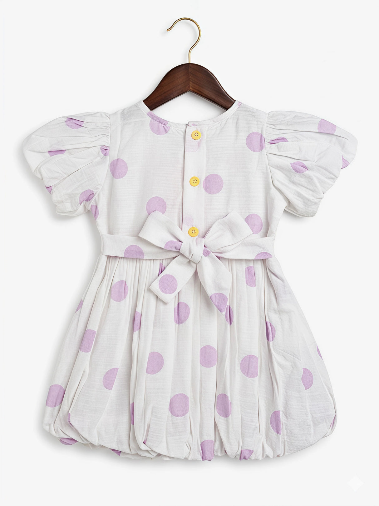 Girls Purple Polka Dot Cotton Frock