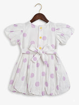 Girls Purple Polka Dot Cotton Frock