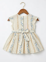 Blue Floral Cotton Frock with Oversized Bow