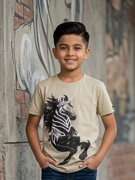 Boys Sage Green Unicorn Graphic T-Shirt