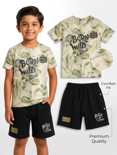 Boys Green Born Wild Graphic Print Co-ord Set