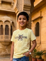 Boys Cream Graphic Print Cotton T-Shirt