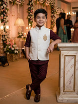Boys Maroon Waistcoat & Shirt Set