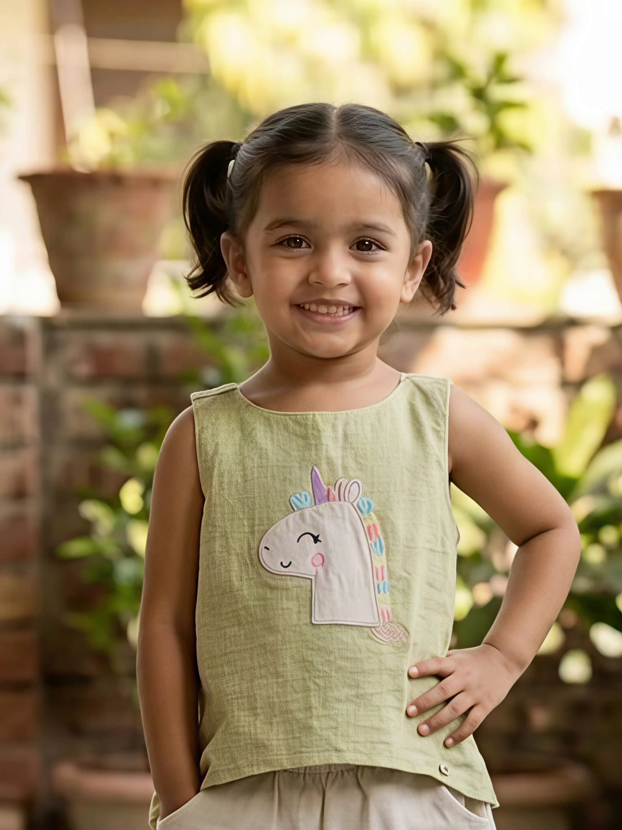 Playful Unicorn Embroidered Cotton Co-ord Set