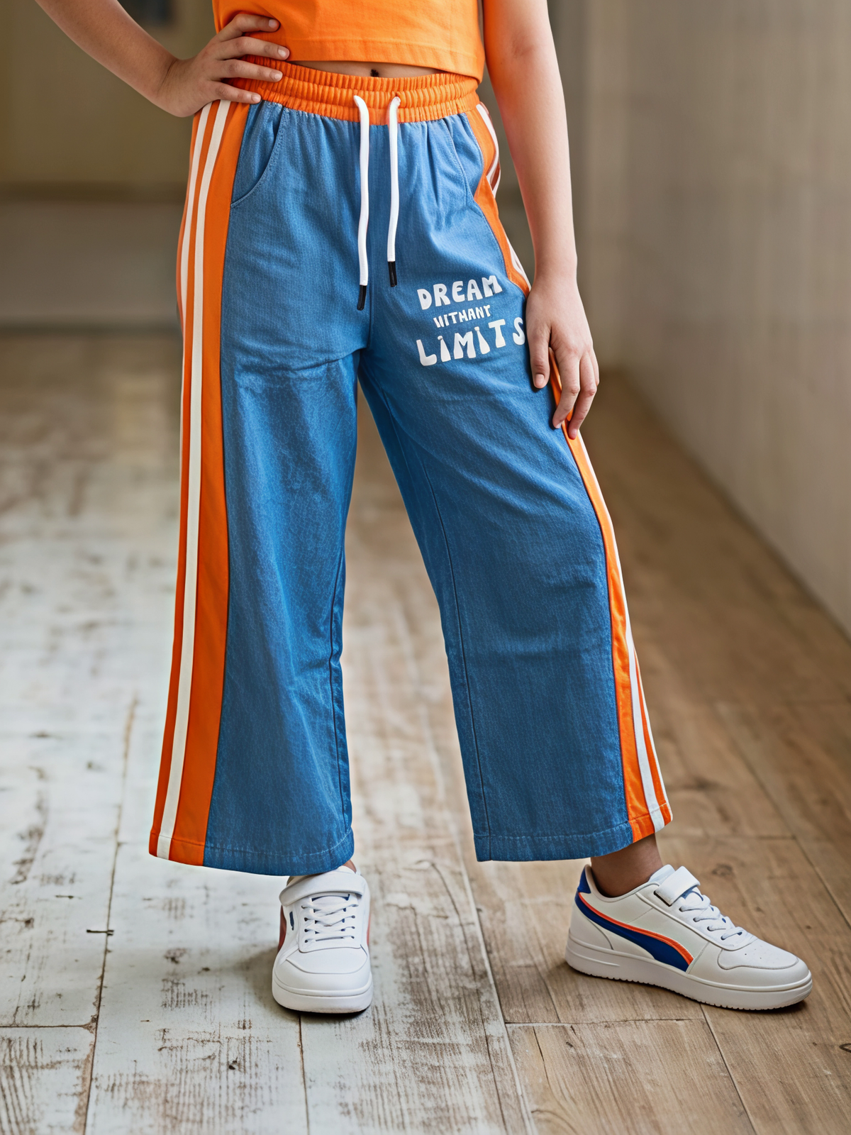 Girls Orange & Blue "Dream Without Limits" Co-ord Set