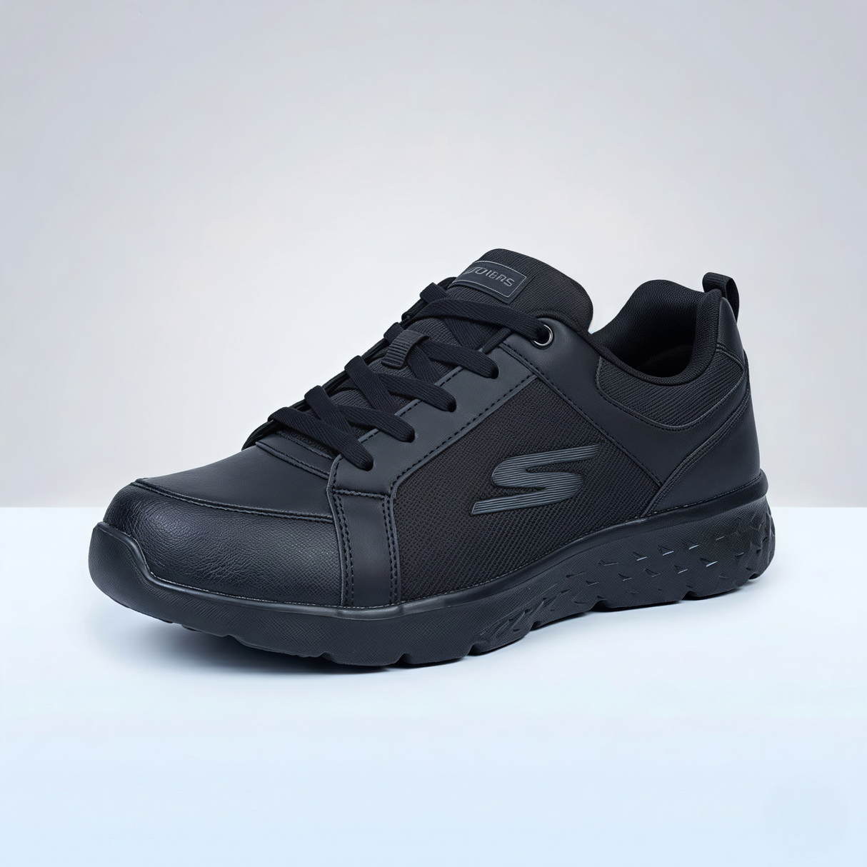 Skechers Unisex Black Lace-Up School Shoes.