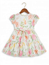 Girls Pink Floral Organza Frock