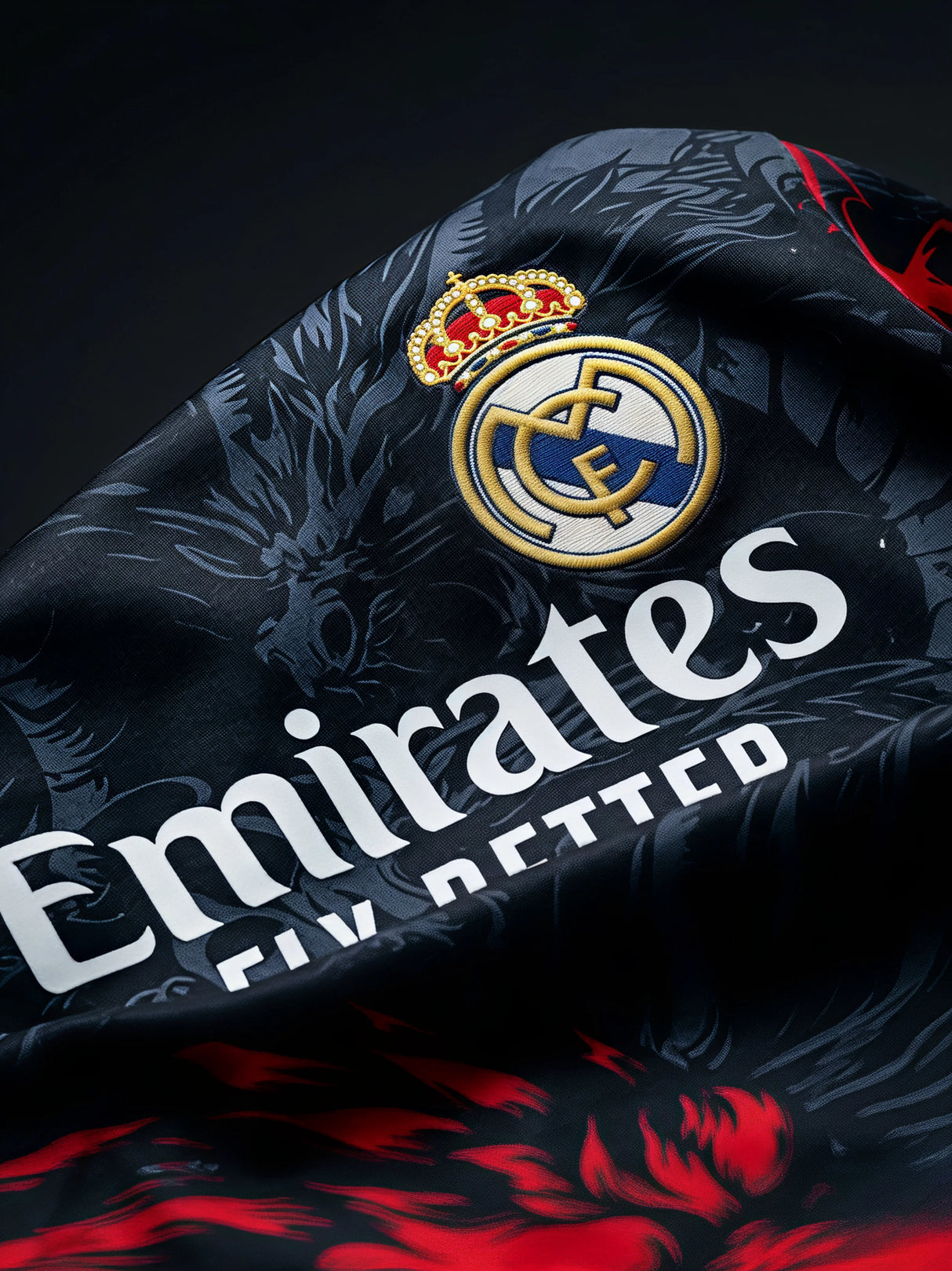 Boys' Real Madrid Inspired Black Football Sports Co-ord Set.