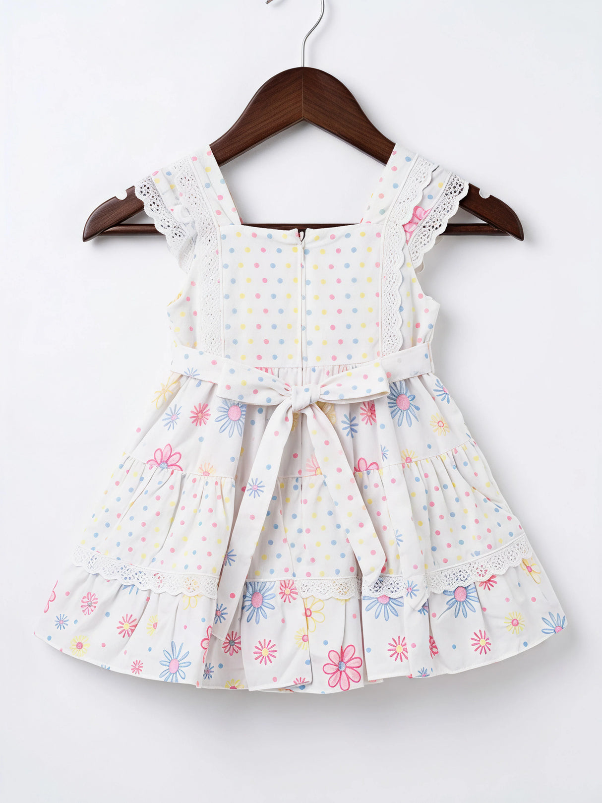 Toddler Girls White Floral Tiered Frock