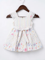 Toddler Girls White Floral Tiered Frock