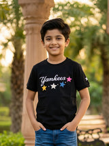 Boys Black Yankees Star Print T-Shirt
