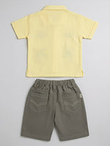 Boys Yellow Floral Embroidered Co-ord Set.