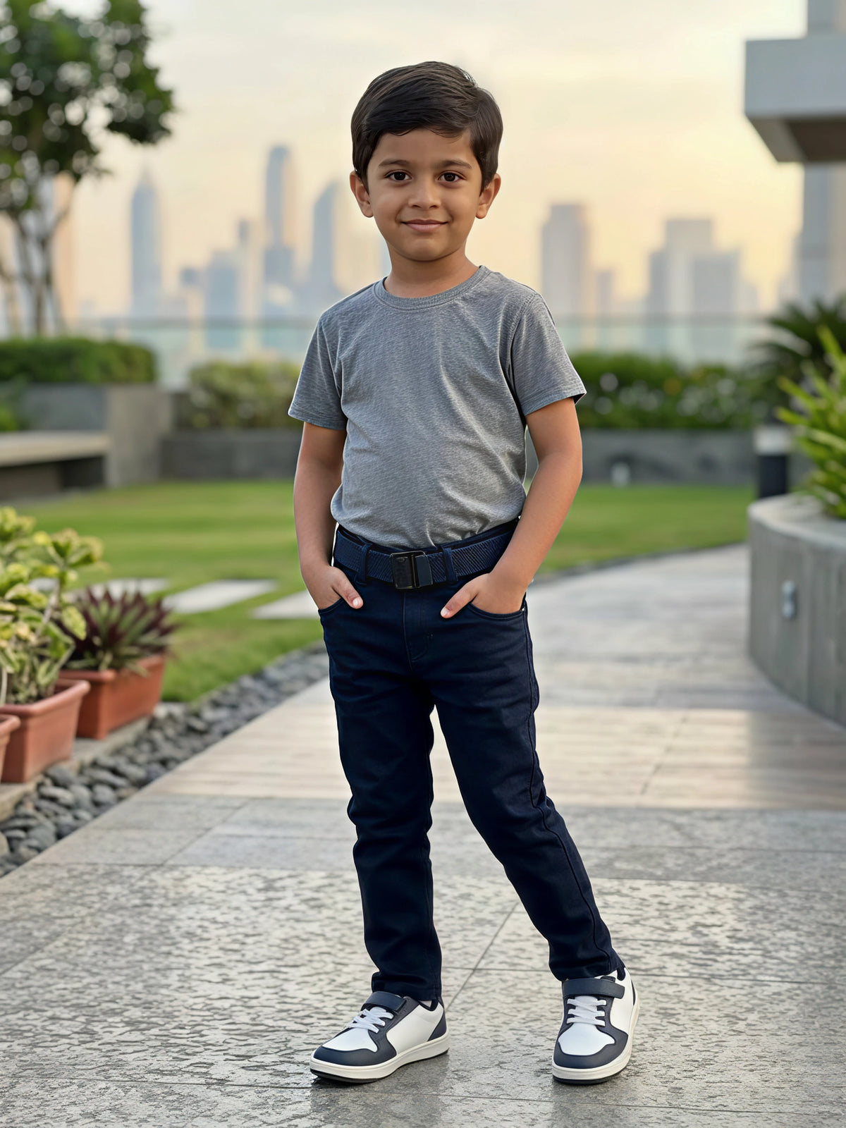 Boys Premium Navy Blue Slim Fit Stretchable Denim Jeans
