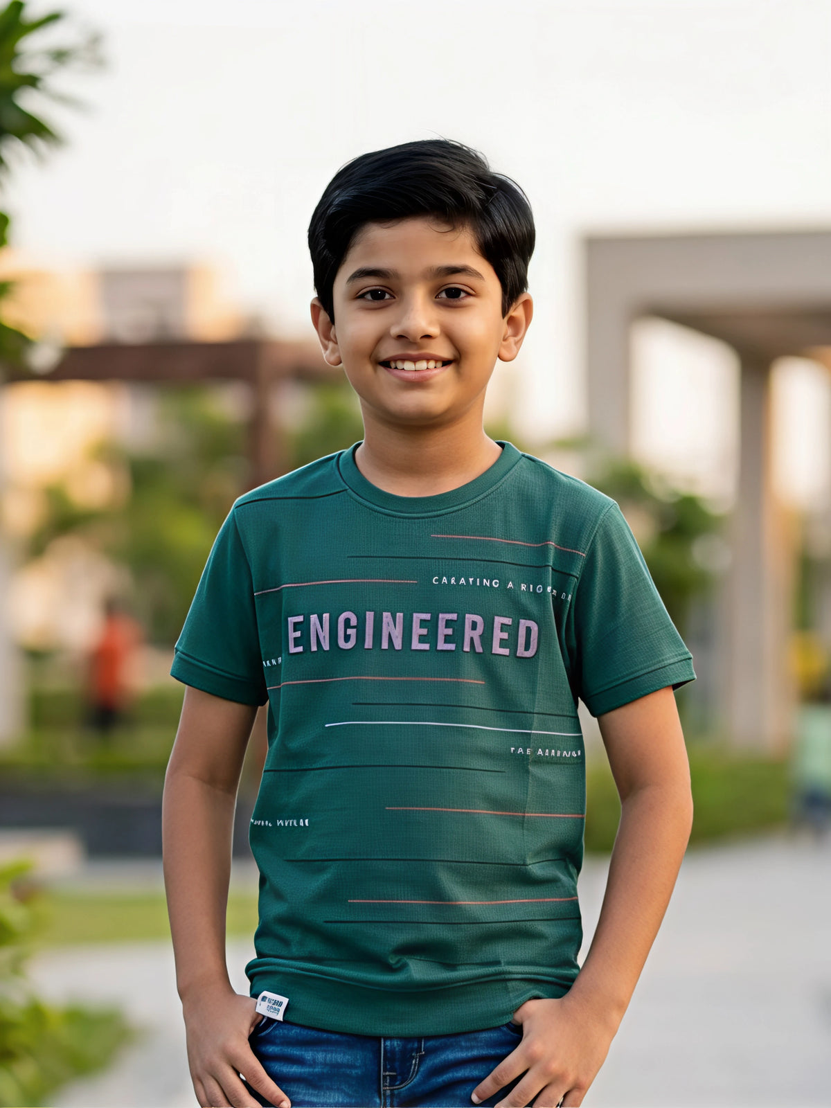 Boys' Forest Green "Engineered" Graphic T-Shirt