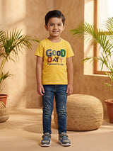 Boys Vibrant Yellow "Good Day" Graphic T-Shirt