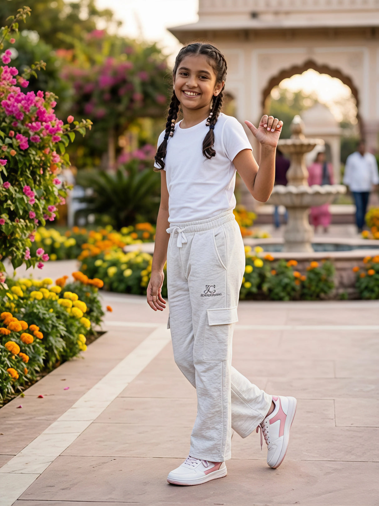 Girls' Heather Grey Wide-Leg Comfort Trackpants