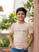 Boys Peach "Engineered" Graphic Ribbed T-Shirt