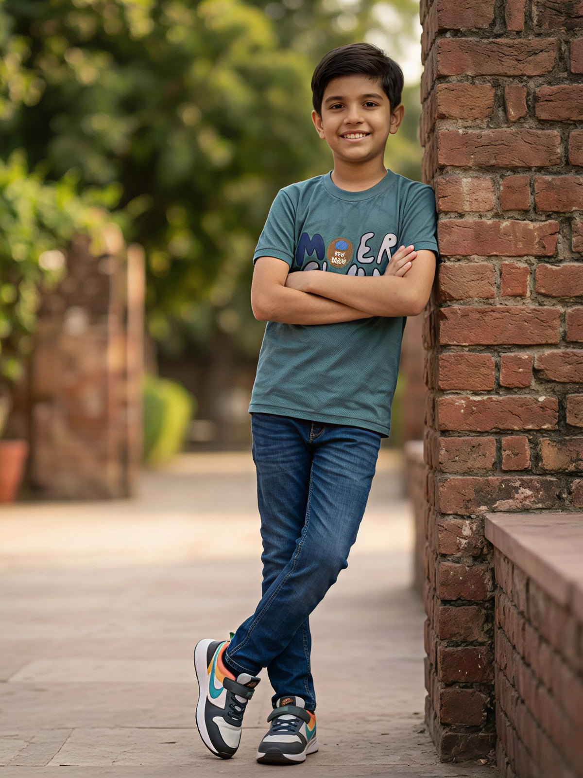 Boys Light Blue "The Adventures" Graphic Print T-Shirt