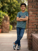 Boys Light Blue "The Adventures" Graphic Print T-Shirt