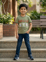 Boys Olive Green "Hello" Graphic T-Shirt