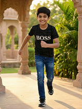 Boys Dark Gray Graphic Print T-Shirt