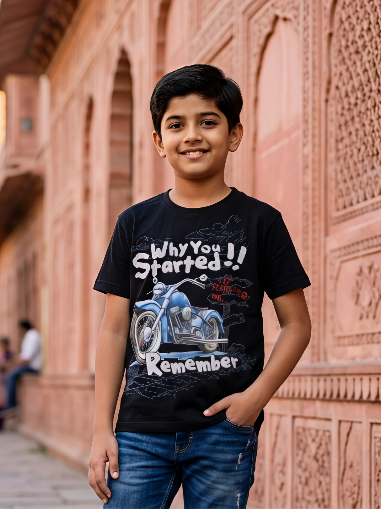 Boys Black Graphic Print Crew Neck T-Shirt