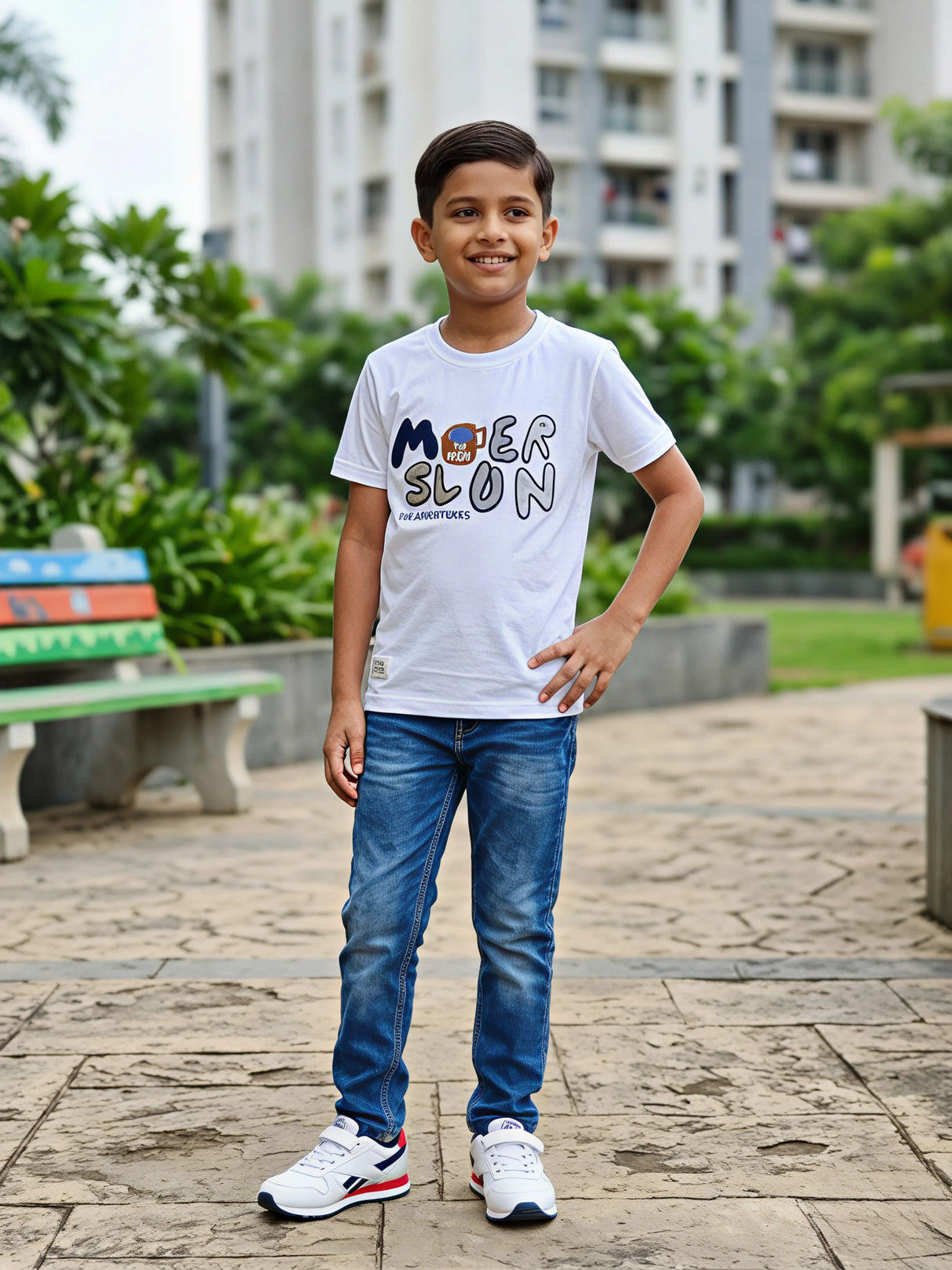 Boys White "The Adventures" Graphic Print T-Shirt