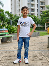 Boys White "The Adventures" Graphic Print T-Shirt
