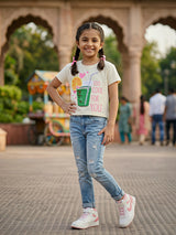 Girls Cream "Too Cool For You" Graphic Tops