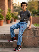 Boys Premium Mid-Wash Applique Relaxed Fit Jeans