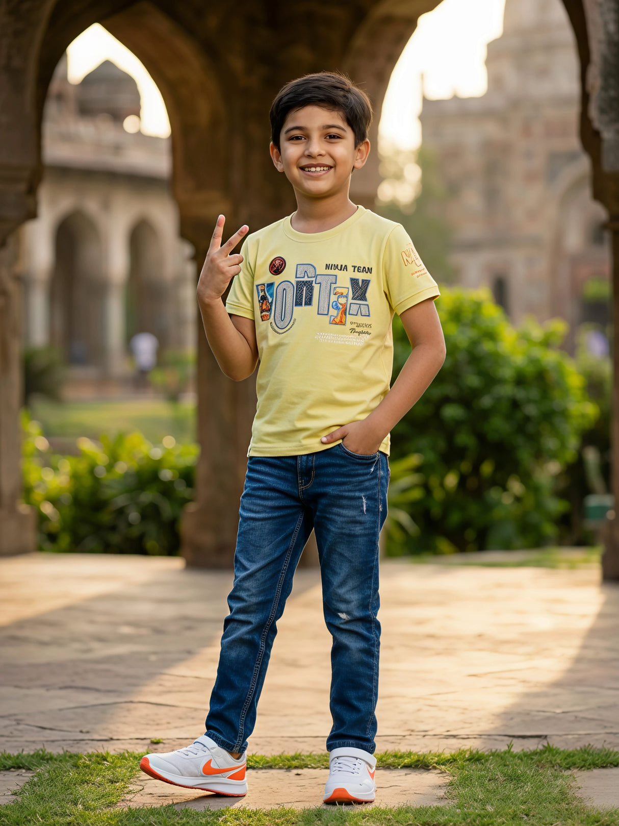 Boys "Ninja Team" Graphic T-Shirt - Vibrant Yellow