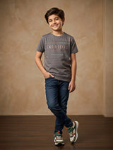 Boys Dark Grey "Engineered" Graphic T-Shirt