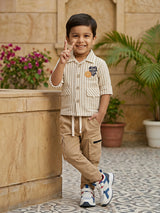 Boys Brown Striped Safari Coordinate Set