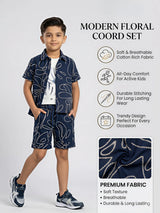 Boys Navy Blue Abstract Print Co-ord Set