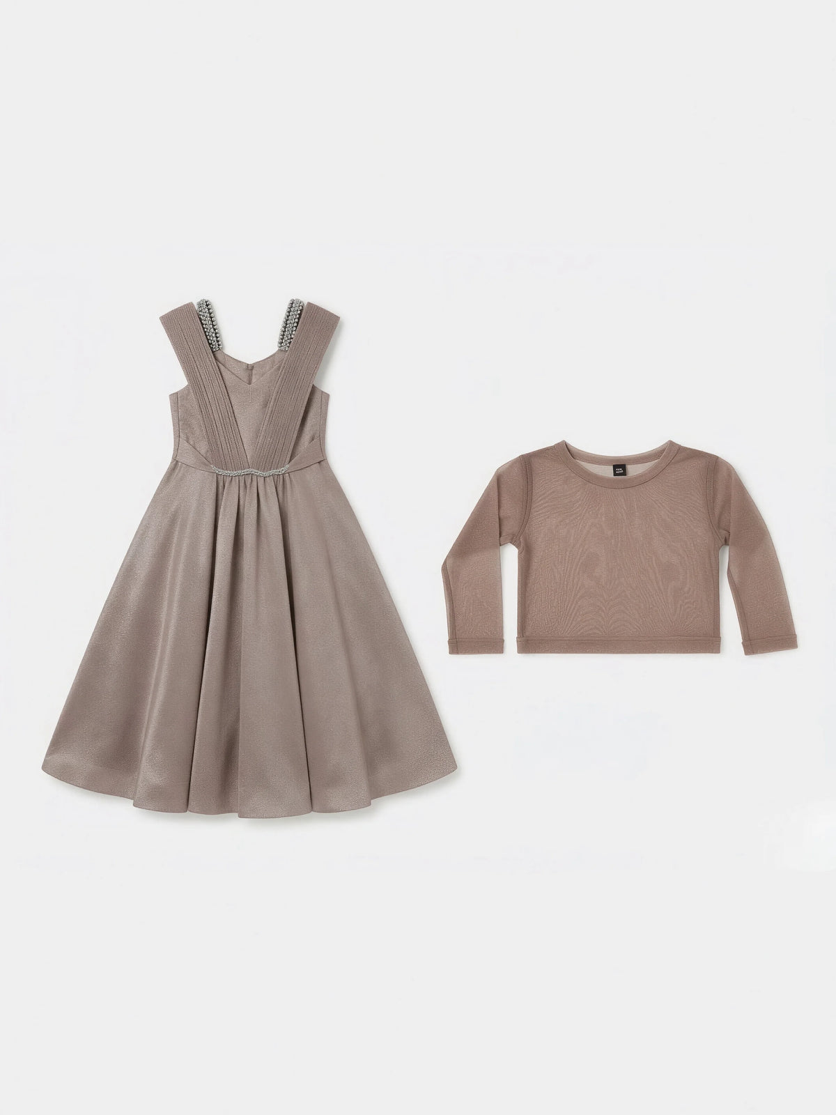 Brown Metallic Gown with Mesh Inner Kids Ethnic Wear