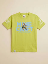 Boys Lime Green Graphic Printed Casual T-Shirt