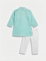 Blue Solid Cotton Kurta Pajama Set for Boys