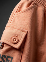 Boys Peach Cotton Blend T-Shirt and Cargo Shorts Coordinate Set
