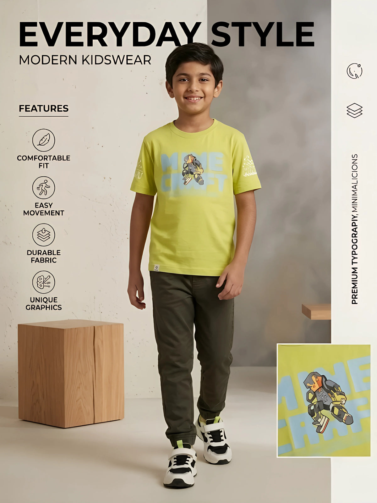 Boys Lime Green Graphic Printed Casual T-Shirt