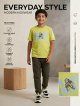 Boys Lime Green Graphic Printed Casual T-Shirt