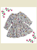 White Floral Cotton Dress for Girls