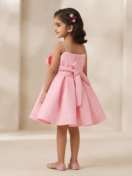 Pink Floral Applique Frocks Kids Ethnic Wear Festive Frock